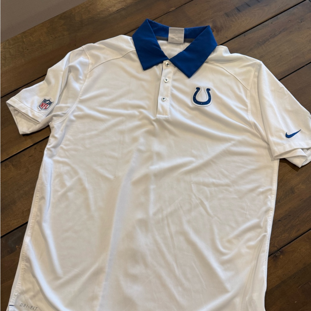 Nike Indianapolis Colts White and Blue Polo Shirt